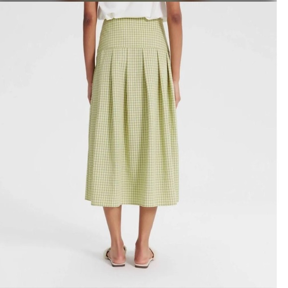 Women’s Checked Pleated Skirt.  Yellow Plaid - Picture 2 of 15